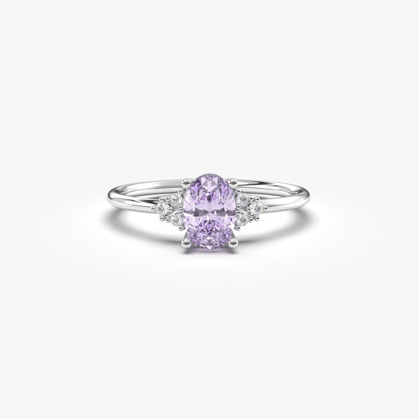 10K Gold Oval Solitaire Lavender and Cz Ring - 8S268LAV