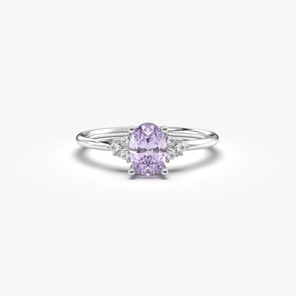 10K Gold Oval Solitaire Lavender and Cz Ring - 8S268LAV