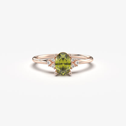 18K Gold Oval and Cz Ring - 8S268PER