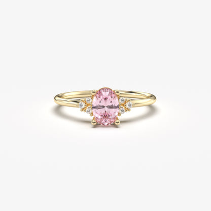 18K Gold Oval and Cz Ring - 8S268PNK