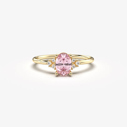 10K Gold Oval and Cz Ring - 8S268PNK