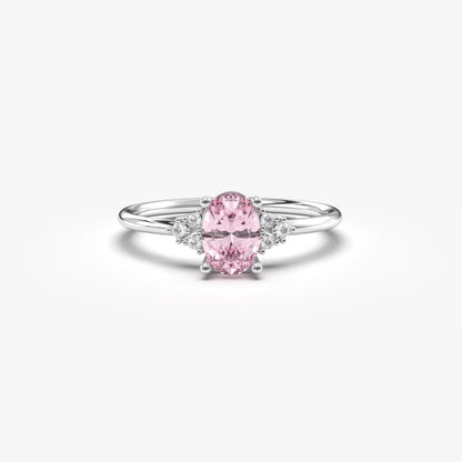 18K Gold Oval and Cz Ring - 8S268PNK