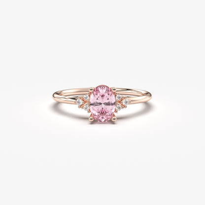 18K Gold Oval and Diamond Ring - 8S268PNK