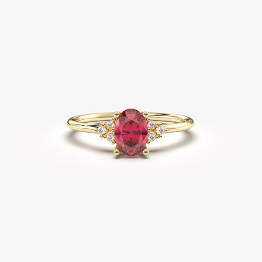 14K Gold Oval and Diamond Ring - 8S268RBY