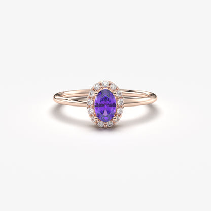 18K Gold Oval and Cz Ring - 8S26AME