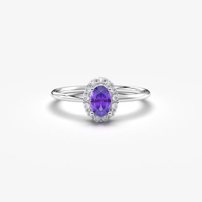 18K Gold Oval and Cz Ring - 8S26AME