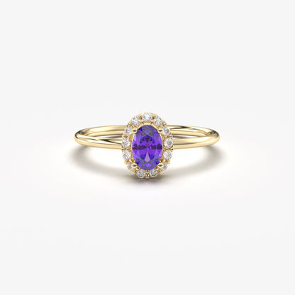 18K Gold Oval and Cz Ring - 8S26AME