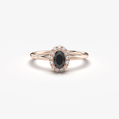 18K Gold Oval and Diamond Ring - 8S26BLK