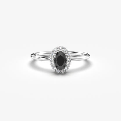 Anillo ovalado y circonita cúbica de oro de 10 quilates - 8S26CIT