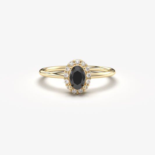Anillo ovalado y circonita cúbica de oro de 10 quilates - 8S26CIT