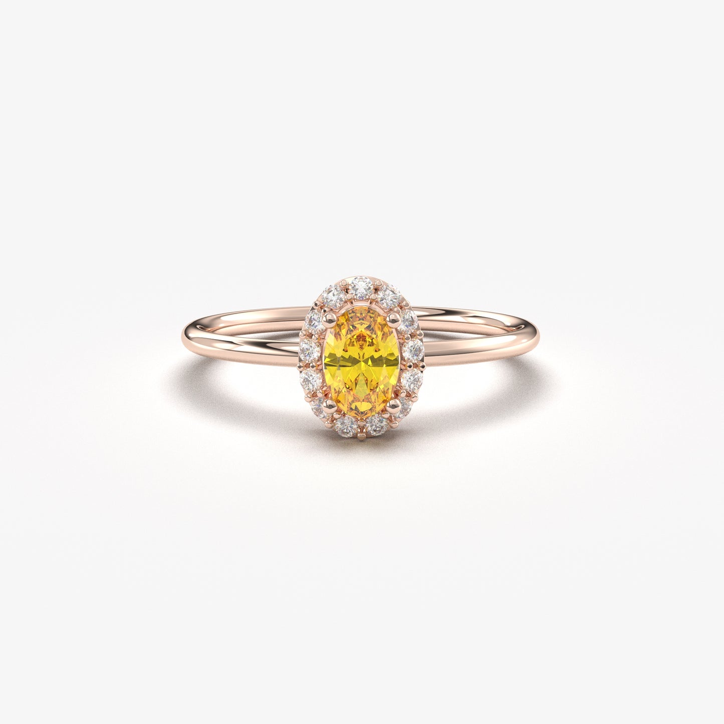18K Gold Oval and Cz Ring - 8S26CIT