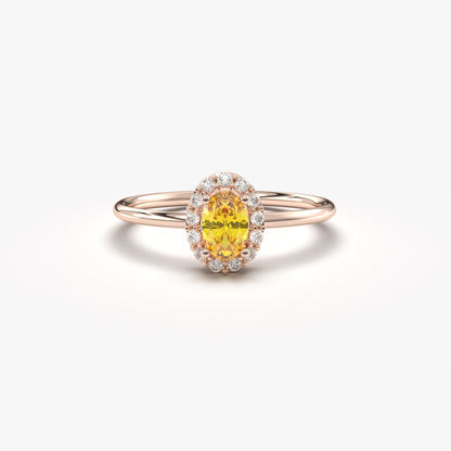 18K Gold Oval and Cz Ring - 8S26CIT