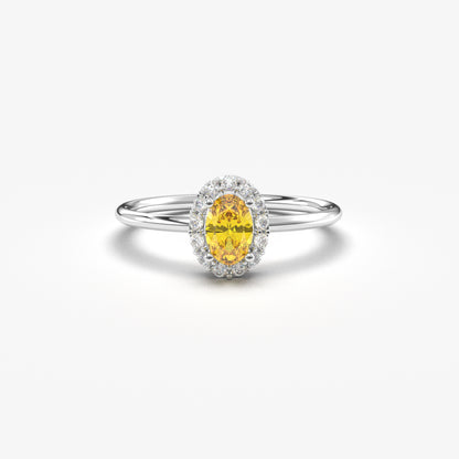 18K Gold Oval and Cz Ring - 8S26CIT