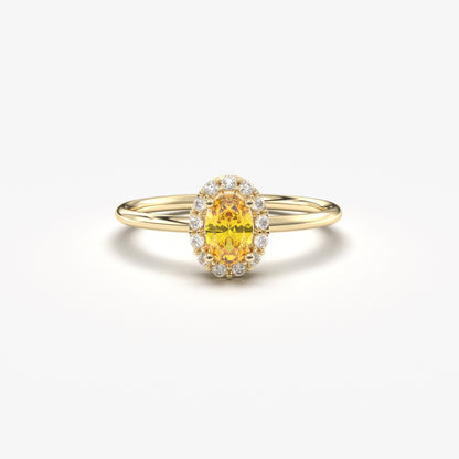 18K Gold Oval and Cz Ring - 8S26CIT