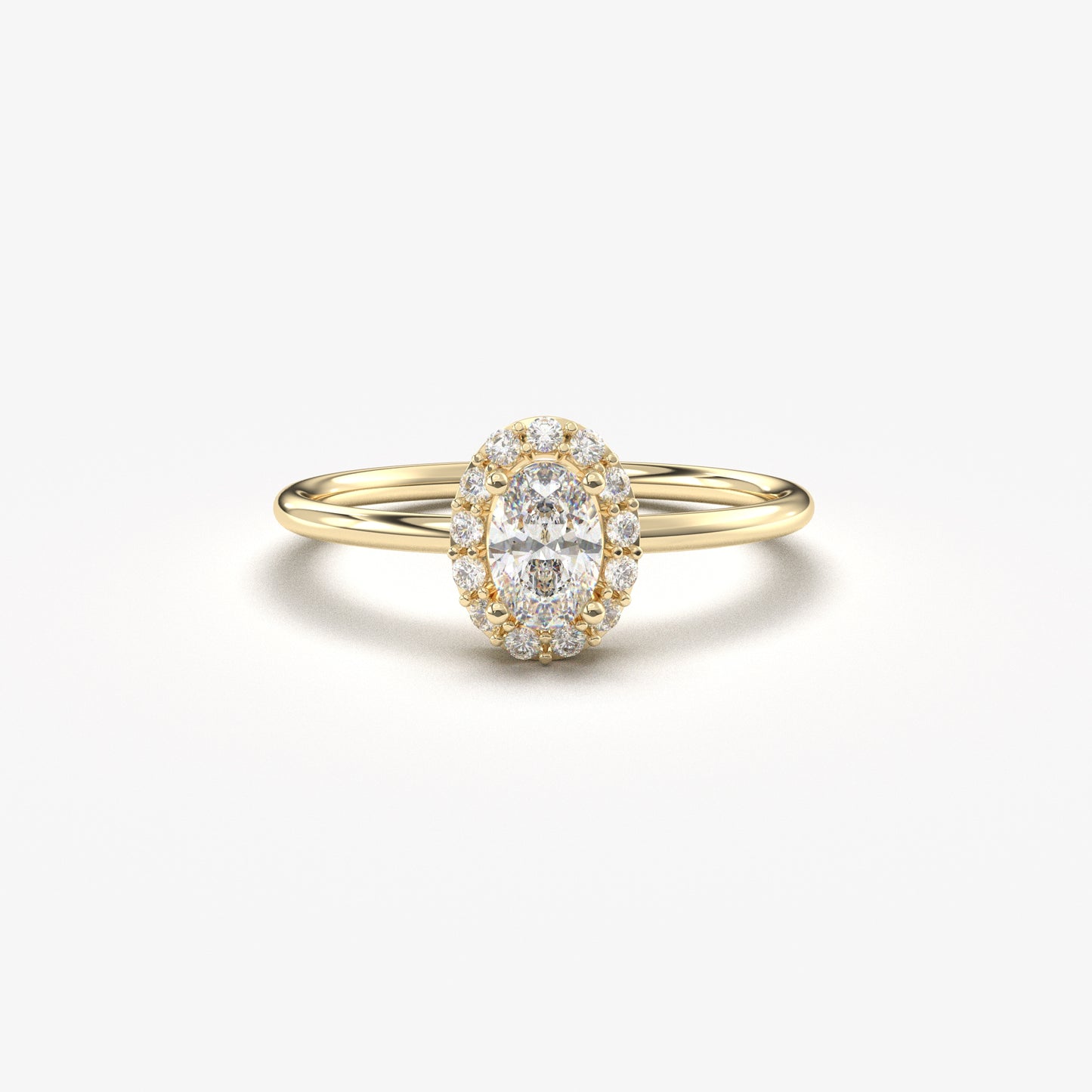 10K Gold Oval Cut Halo Engagement Ring - 8S26DIA