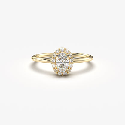 10K Gold Oval Cut Halo Engagement Ring - 8S26DIA