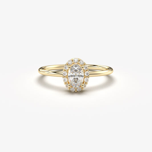 10K Gold Oval Cut Halo Engagement Ring - 8S26DIA