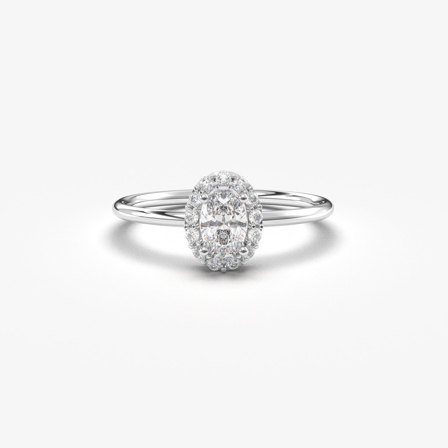 10K Gold Oval Cut Halo Engagement Ring - 8S26DIA
