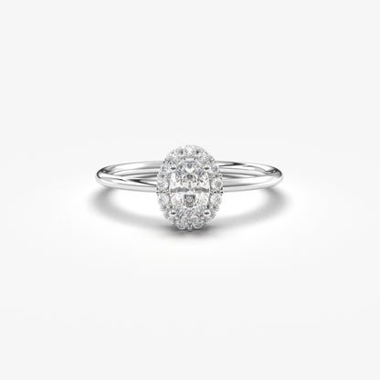 10K Gold Oval Cut Halo Engagement Ring - 8S26DIA