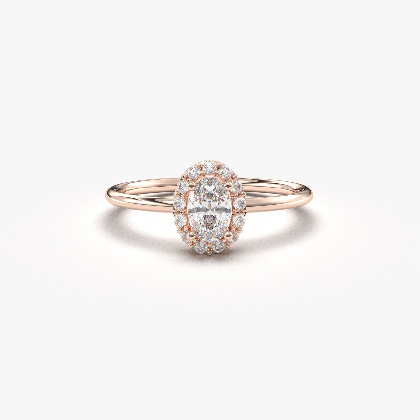 10K Gold Oval Cut Halo Engagement Ring - 8S26DIA