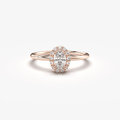 10K Gold Oval Cut Halo Engagement Ring - 8S26DIA
