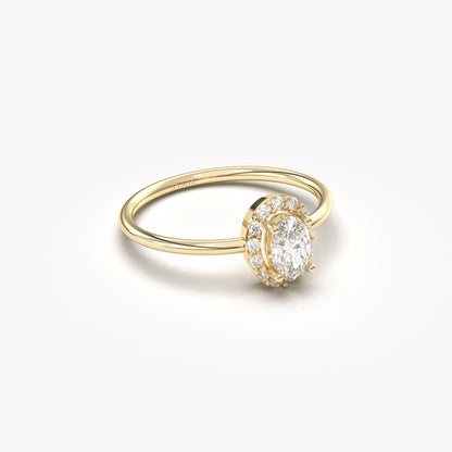 10K Gold Oval Cut Halo Engagement Ring - 8S26DIA