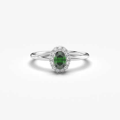 14K Gold Oval Emerald Solitaire Cz Ring - 8S26EME