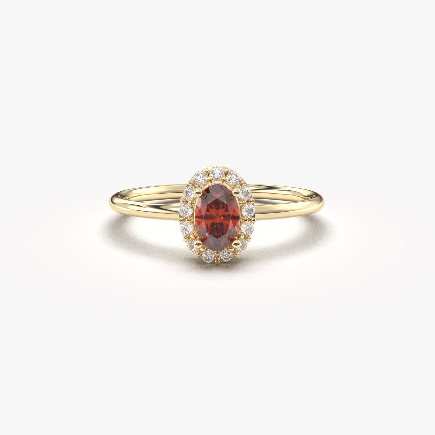 10K Gold Oval Garnet Halo Diamond Ring - 8S26GAR