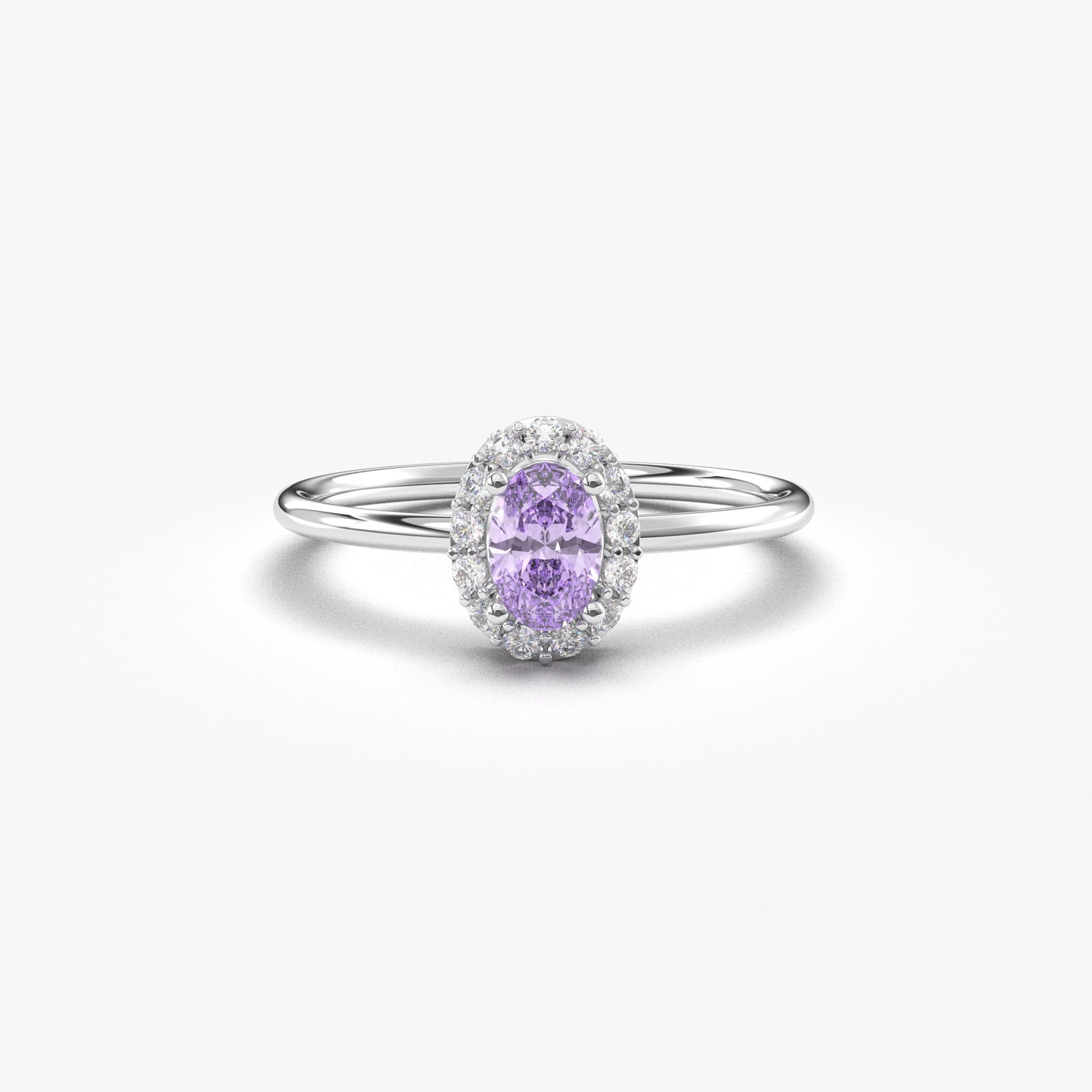 14K Gold Oval Solitaire Lavender Cz Ring - 8S26LAV