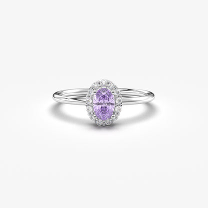 14K Gold Oval Solitaire Lavender Cz Ring - 8S26LAV