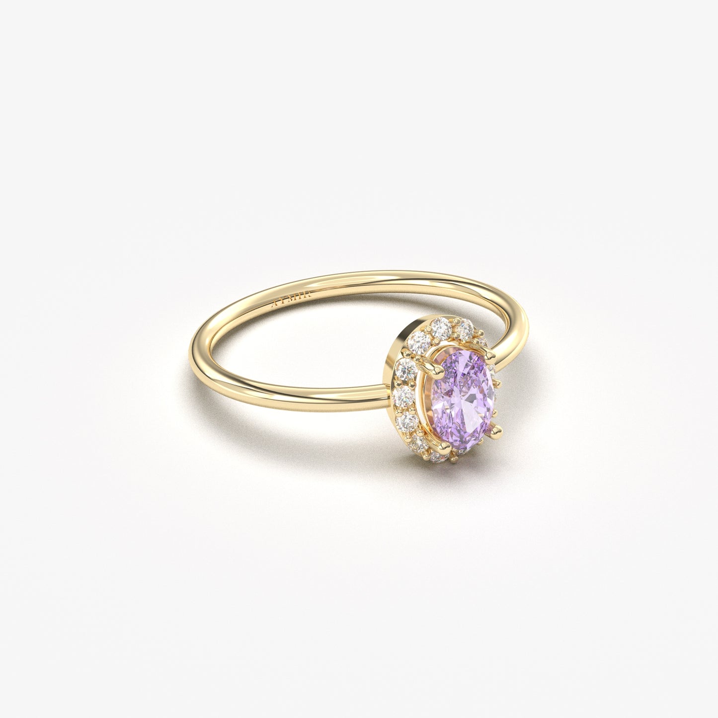 14K Gold Oval Solitaire Lavender Cz Ring - 8S26LAV