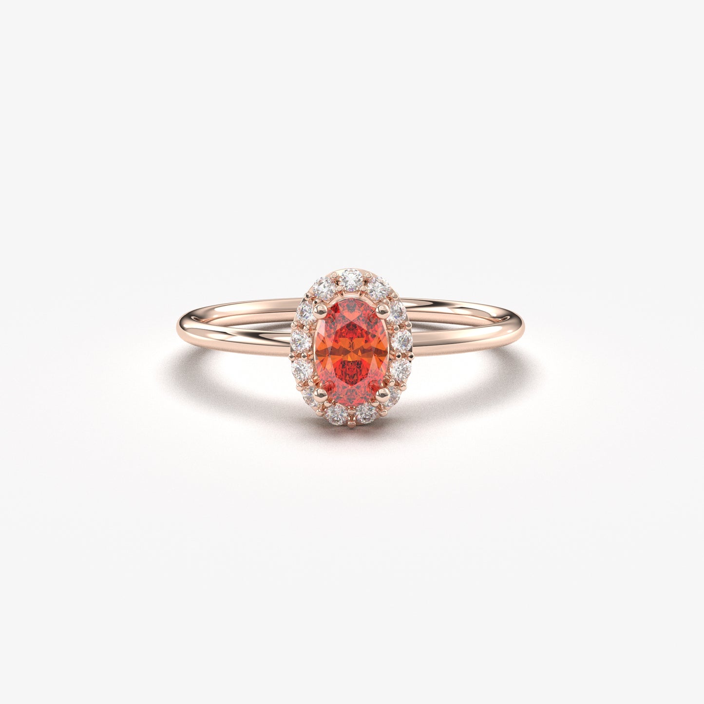 14K Gold Oval Vintage Orange Diamond Ring - 8S26ORNG
