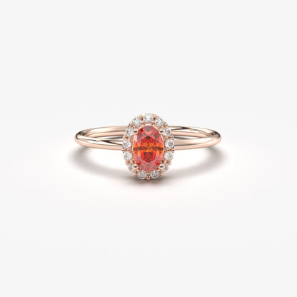 10K Gold Oval Vintage Orange Cz Ring - 8S26ORNG