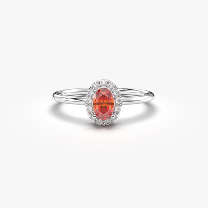 14K Gold Oval Vintage Orange Diamond Ring - 8S26ORNG