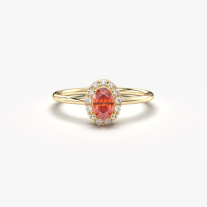 14K Gold Oval Vintage Orange Diamond Ring - 8S26ORNG