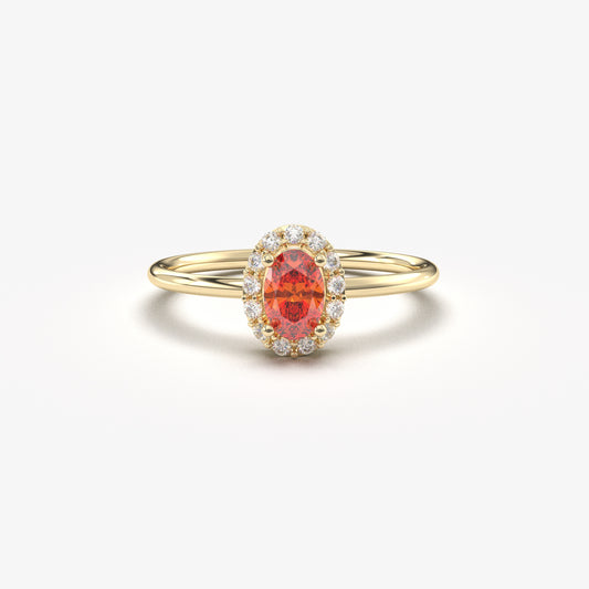 10K Gold Oval Vintage Orange Diamond Ring - 8S26ORNG
