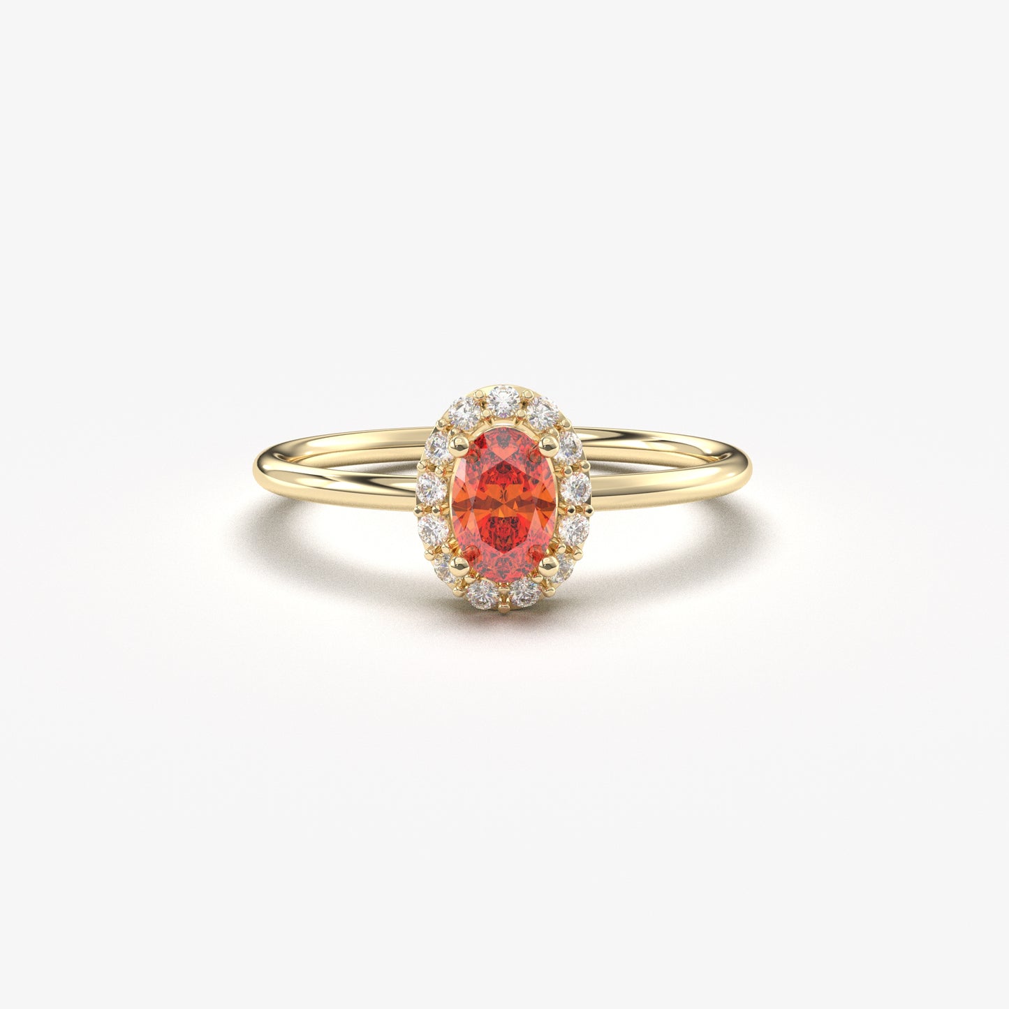 10K Gold Oval Vintage Orange Cz Ring - 8S26ORNG