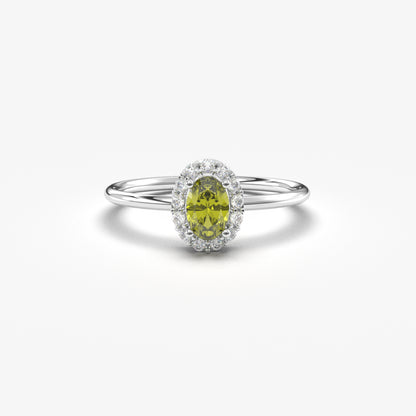 10K Gold Halo Oval Peridot and Diamond Ring - 8S26PER