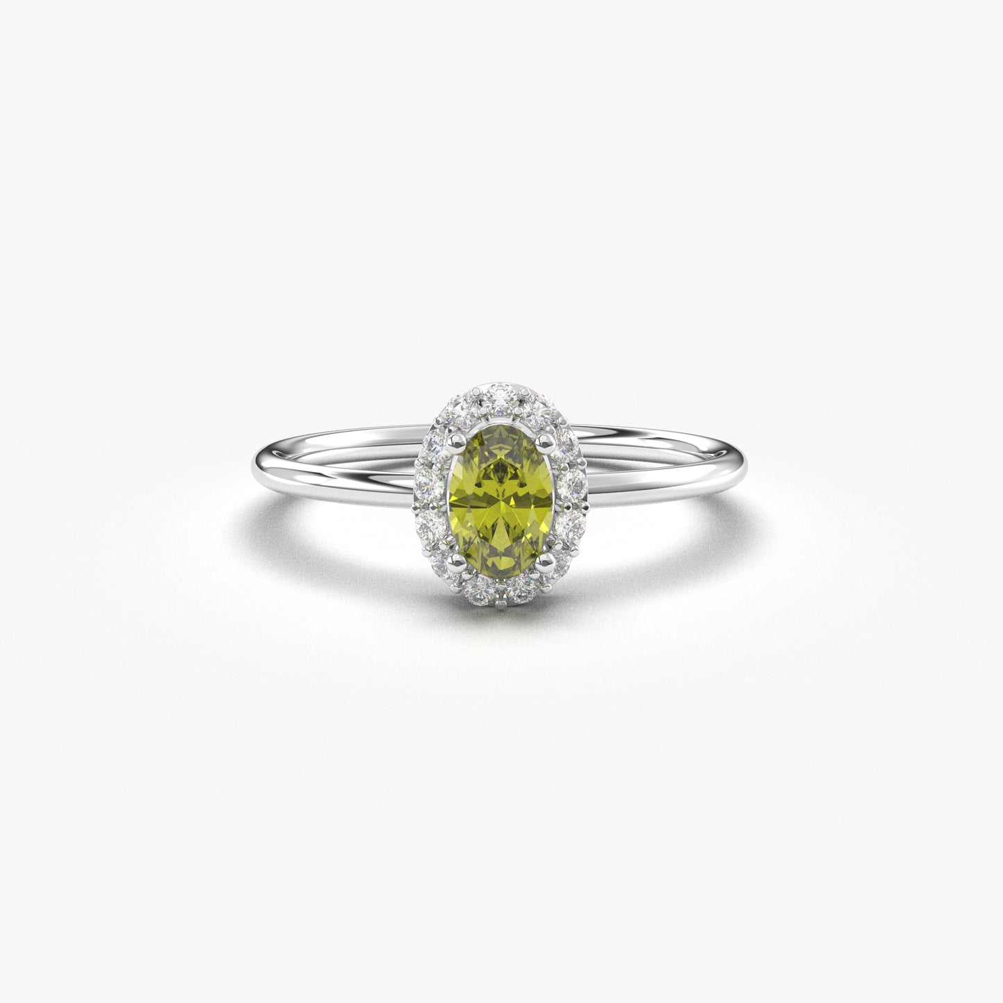 10K Gold Halo Oval Peridot and Cz Ring - 8S26PER
