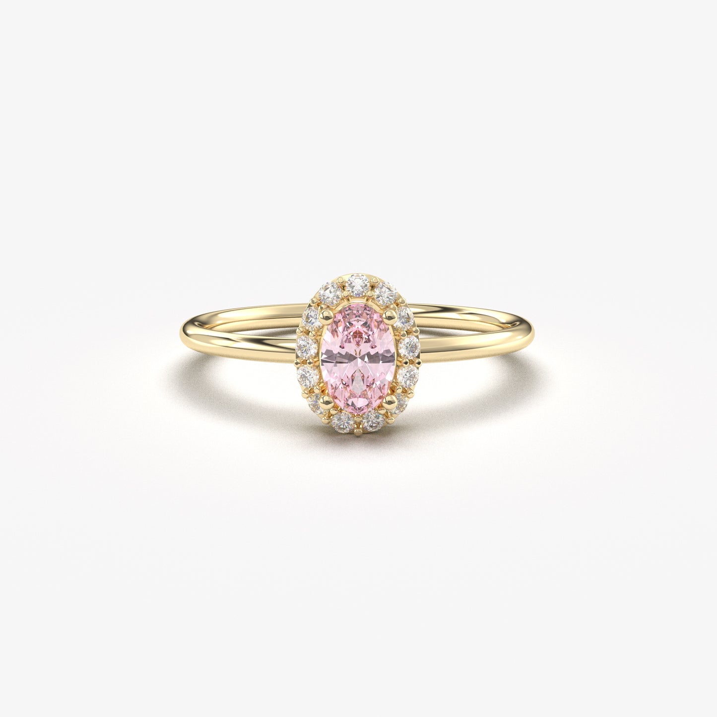 10K Gold Halo Oval Pink and Cz Ring - 8S26PNK