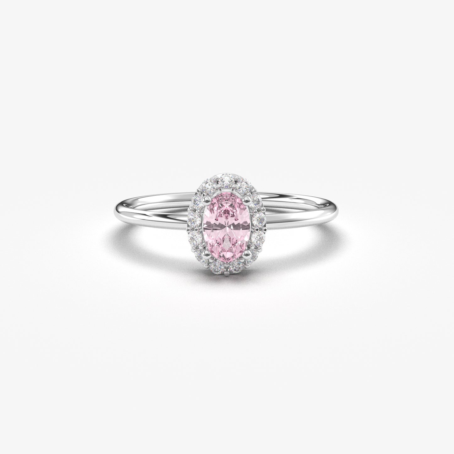 10K Gold Halo Oval Pink and Cz Ring - 8S26PNK