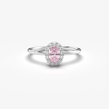 10K Gold Halo Oval Pink and Cz Ring - 8S26PNK