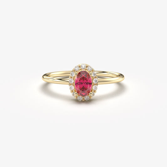 10K Gold Vintage Oval Ruby and Cz Ring - 8S26RBY