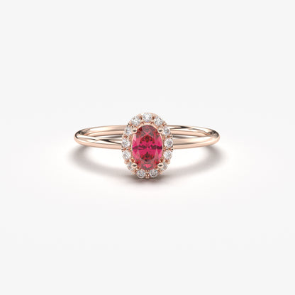 10K Gold Vintage Oval Ruby and Diamond Ring - 8S26RBY