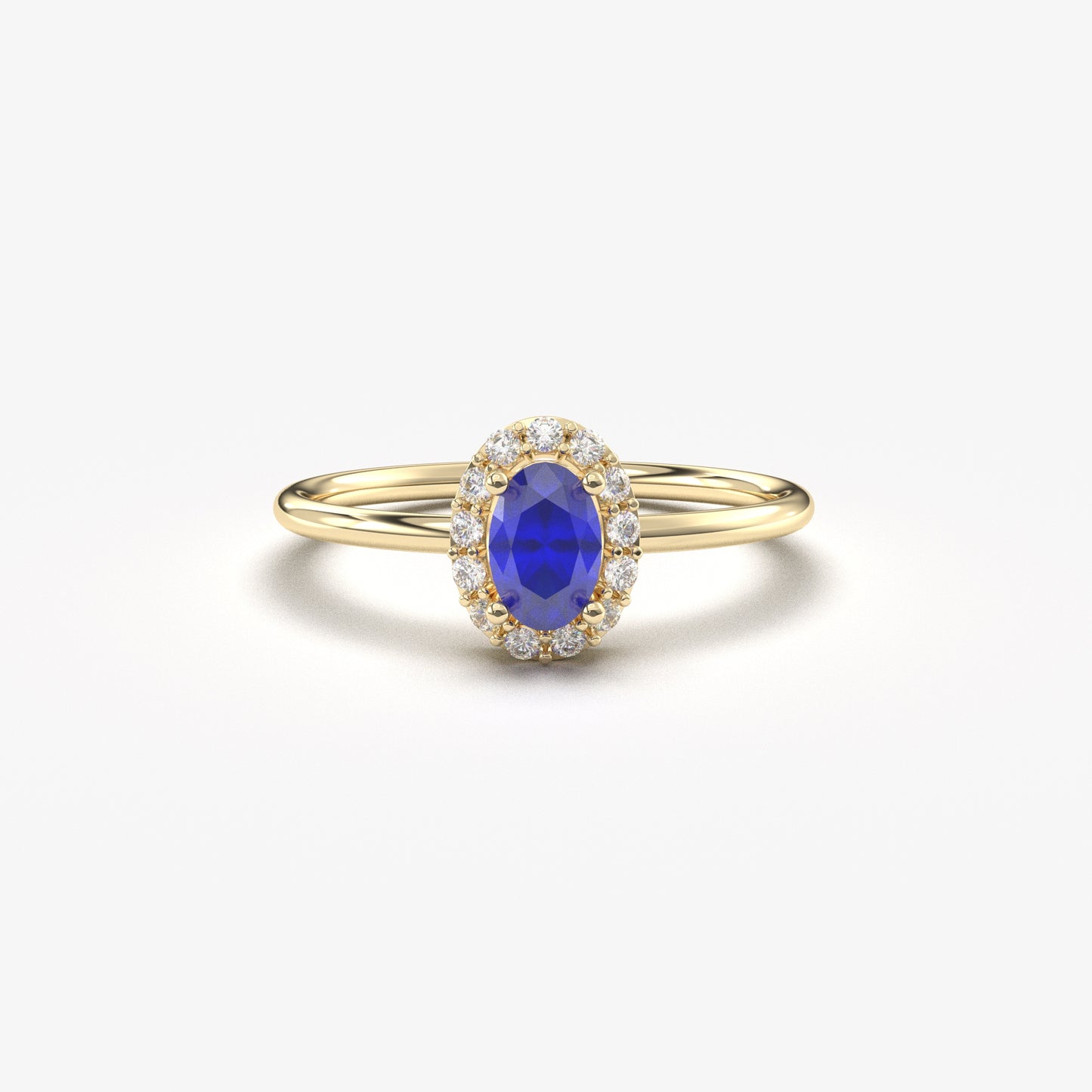 10K Gold Sapphire Oval Solitaire Cz Ring - 8S26SAP