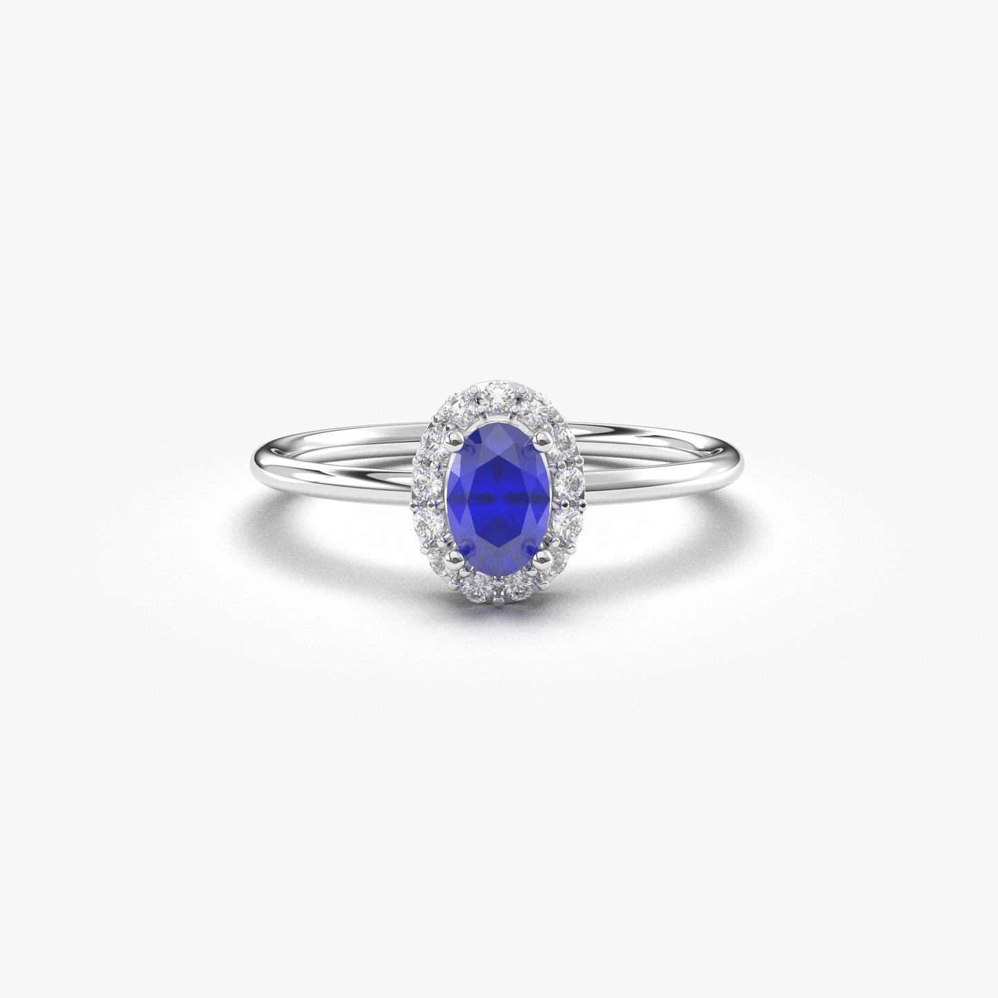 10K Gold Sapphire Oval Solitaire Cz Ring - 8S26SAP