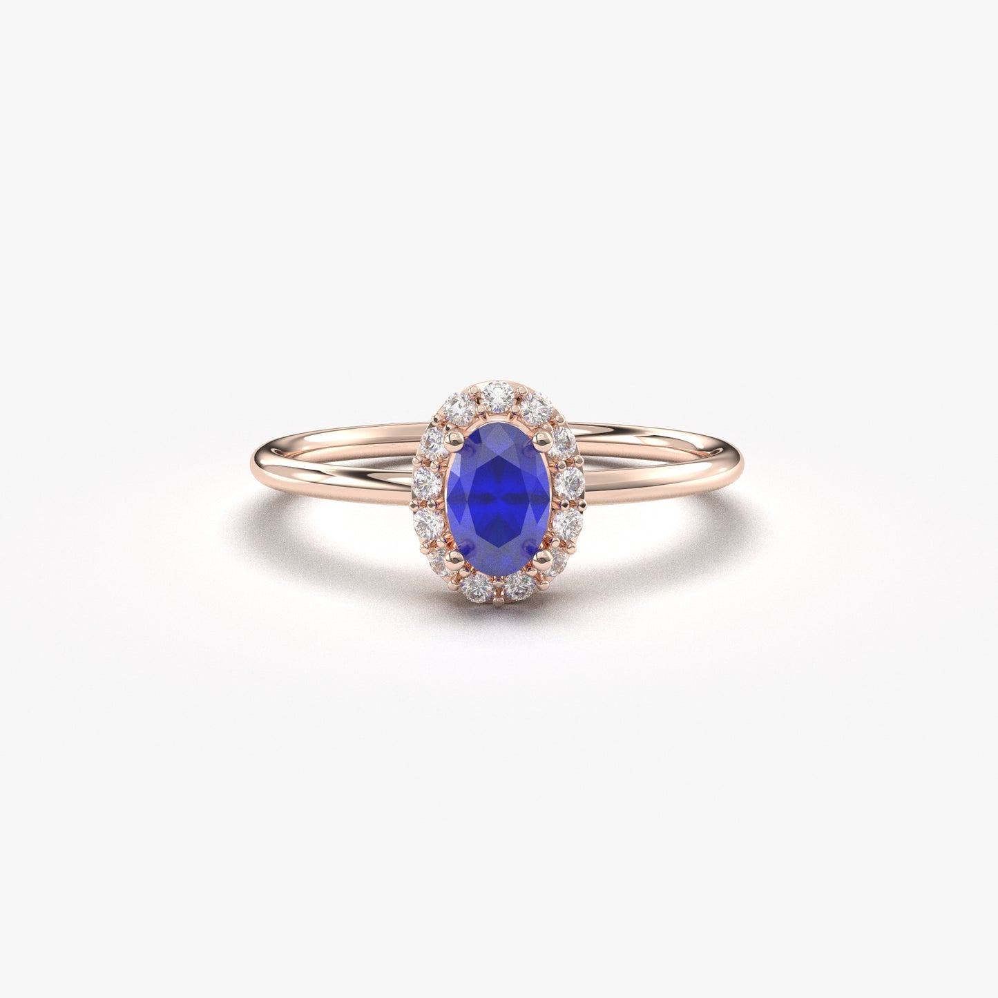 10K Gold Sapphire Oval Solitaire Cz Ring - 8S26SAP