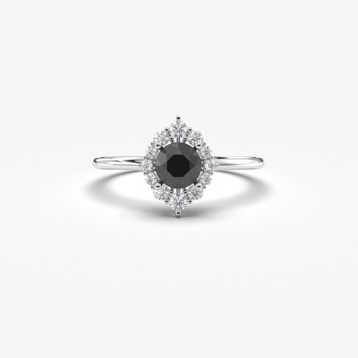 14K Gold Halo Black Onyx Diamond Ring  - 8S62BLK