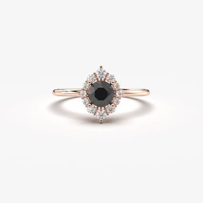 10K Gold Halo Black Onyx Cz Ring - 8S62BLK