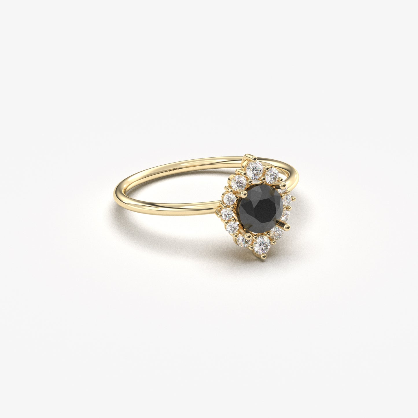 14K Gold Halo Black Onyx Diamond Ring  - 8S62BLK